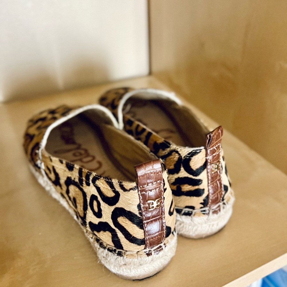 Sam Edelman Khloe genuine calf hair leopard print espadrille flats size 6.5 - Picture 9 of 9